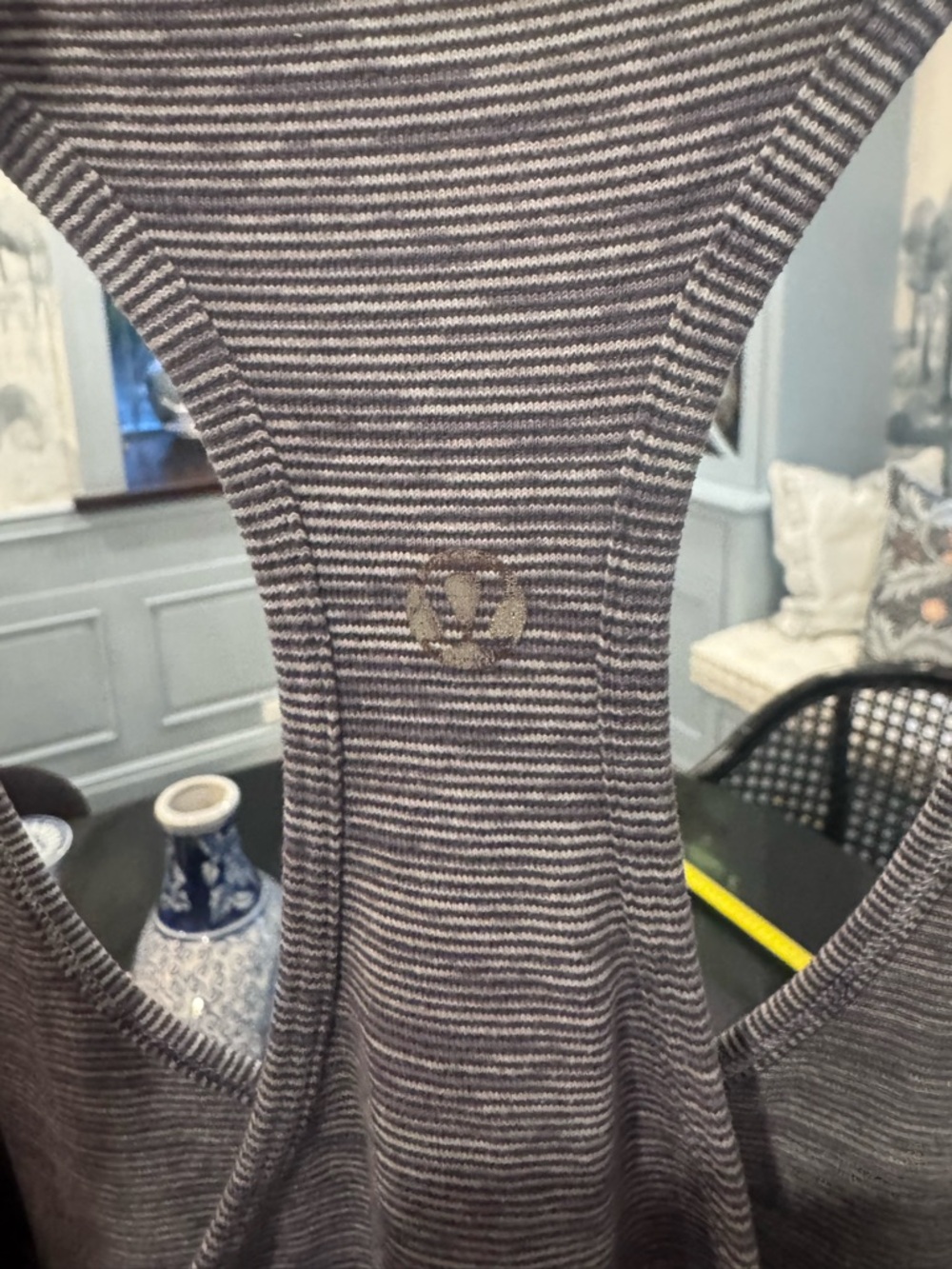 lululemon athletica Gray Striped Racerback Tank Top